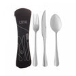 Conjunto 4 peças Estojo de Neoprene Preto com 3 Talheres Positano Aço Inox - Lyor
