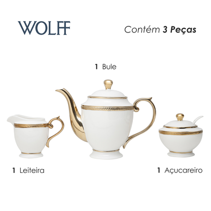 Conjunto 3 Peças de Chá de Porcelana Paddy Branco - Wolff