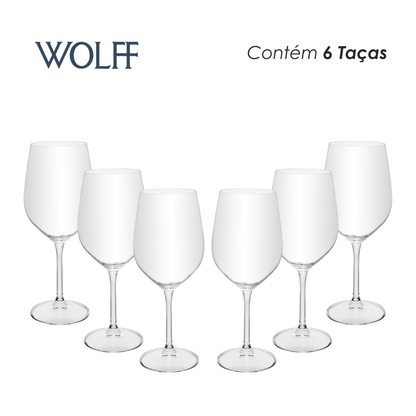 Jogo 6 Taças de Vinho Crex 480ml Cristal Ecológico Bohemia - Wolff