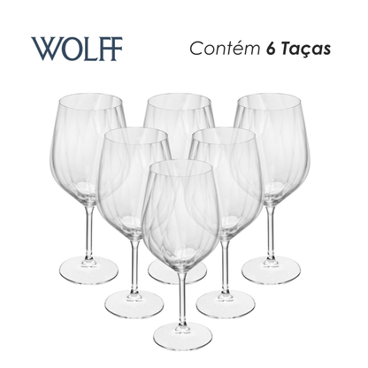 Jogo 6 Taças de Vinho Crex Optic 600ml Cristal Ecológico Bohemia - Wolff
