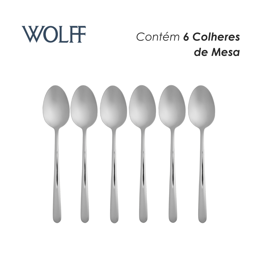 Conjunto 6 Colheres para Mesa Viena Aço Inox - Wolff