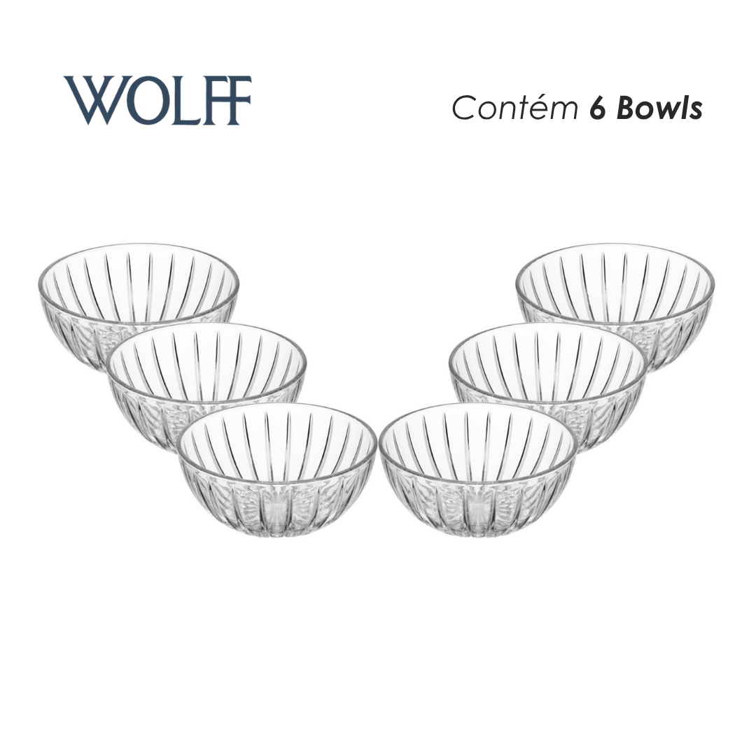 Conjunto 6 Bowls Bangkok 12,5cm x 12,5cm x 6cm Cristal Ecológico - Wolff