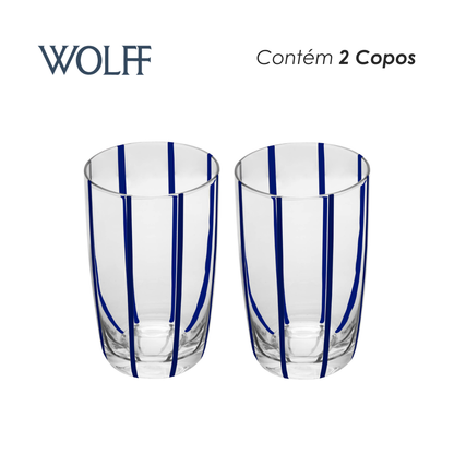 Conjunto 2 Copos Altos Azura 450ml Azul Vidro - Wolff