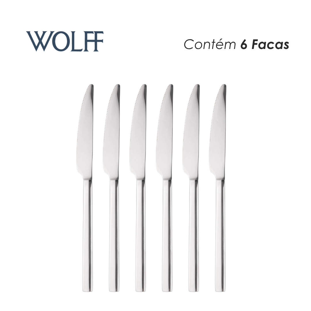 Conjunto 6 Facas para Churrasco de Aço Inox Viena - Wolff