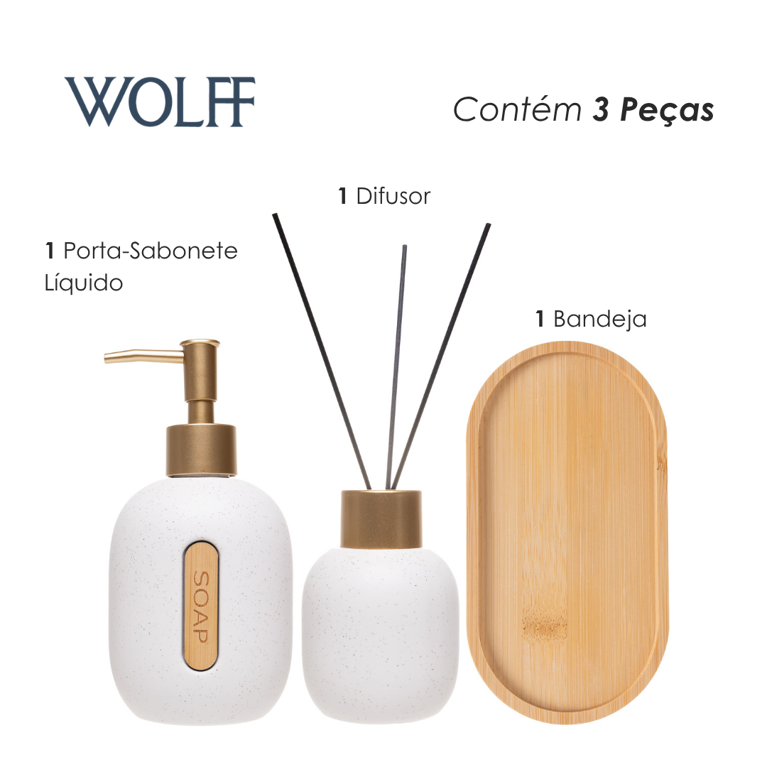Conjunto 3 Peças para Banheiro Concept Branco Cerâmica - Wolff