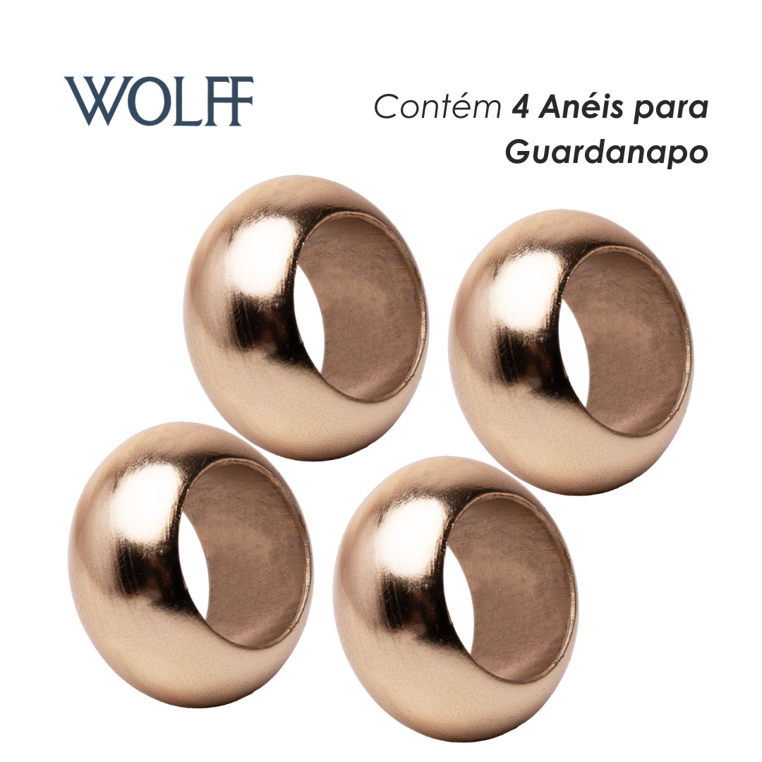 Conjunto 4 Anéis para Guardanapos 5,5cm x 5,5cm x 3cm Dourado Plástico – Wolff