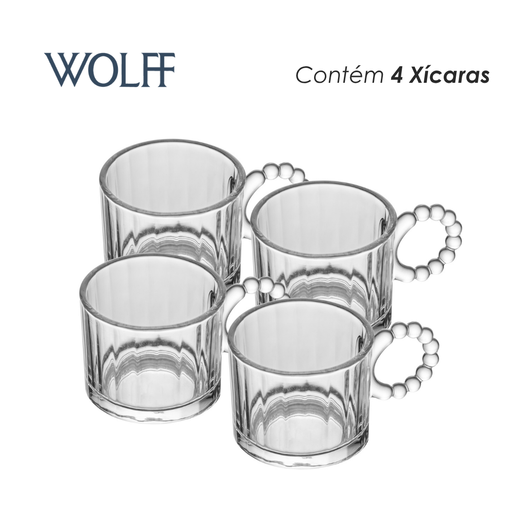 Conjunto 4 Xícaras Classic 100ml Cristal - Wolff
