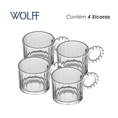 Conjunto 4 Xícaras Classic 100ml Cristal - Wolff