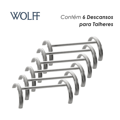 Conjunto 6 Dencansos para Talheres Lorena 8cm x 4cm x 2cm Prateado Zamac - Wolff
