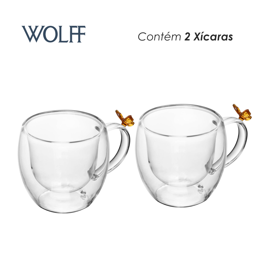 Conjunto 2 Xícaras de Chá Sun Garden 180ml Vidro Borossilicato - Wolff