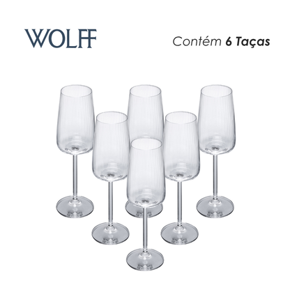 Jogo 6 Taças de Champagne Alex Optic 210ml Cristal Ecológico Bohemia - Wolff