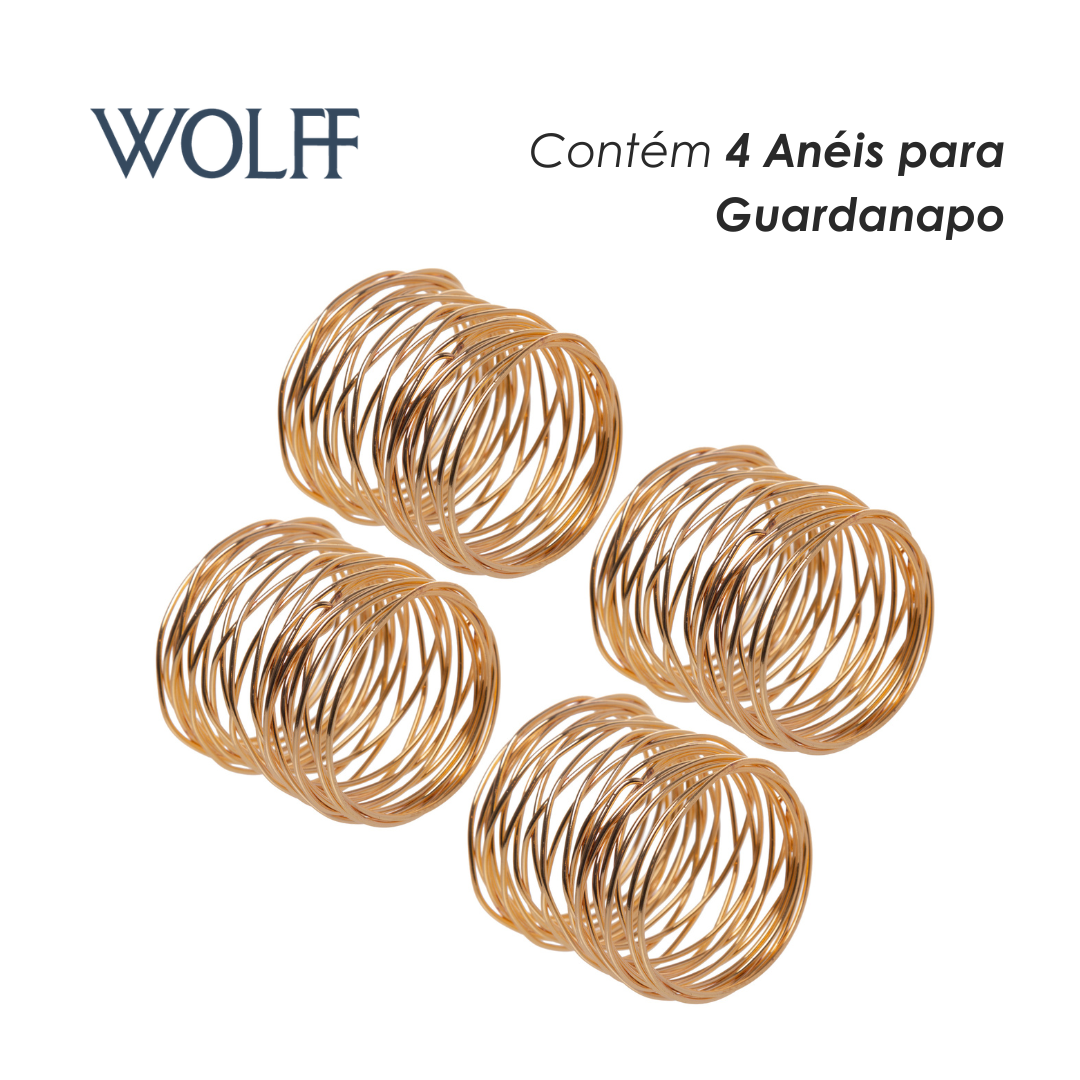 Conjunto 4 Anéis para Guardanapos 4,5cm Dourado Aço Circle - Wolff
