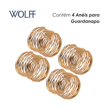 Conjunto 4 Anéis para Guardanapos 4,5cm Dourado Aço Circle - Wolff
