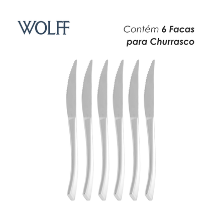 Conjunto 6 Facas para Churrasco Berna Aço Inox - Wolff