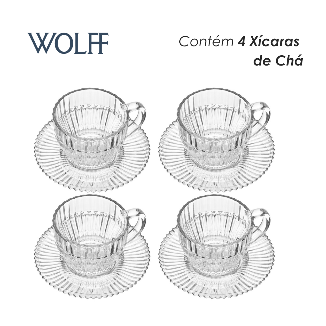 Conjunto 4 Xícaras de Chá de Cristal Império 220ml - Wolff