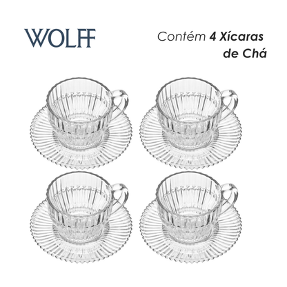 Conjunto 4 Xícaras de Chá de Cristal Império 220ml - Wolff