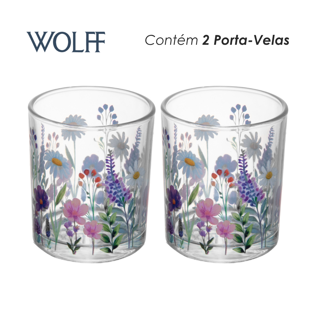Conjunto 2 Porta Velas Aroma de Jardim Vidro - Wolff