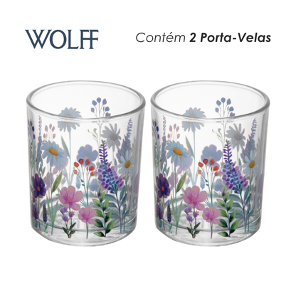 Conjunto 2 Porta Velas Aroma de Jardim Vidro - Wolff