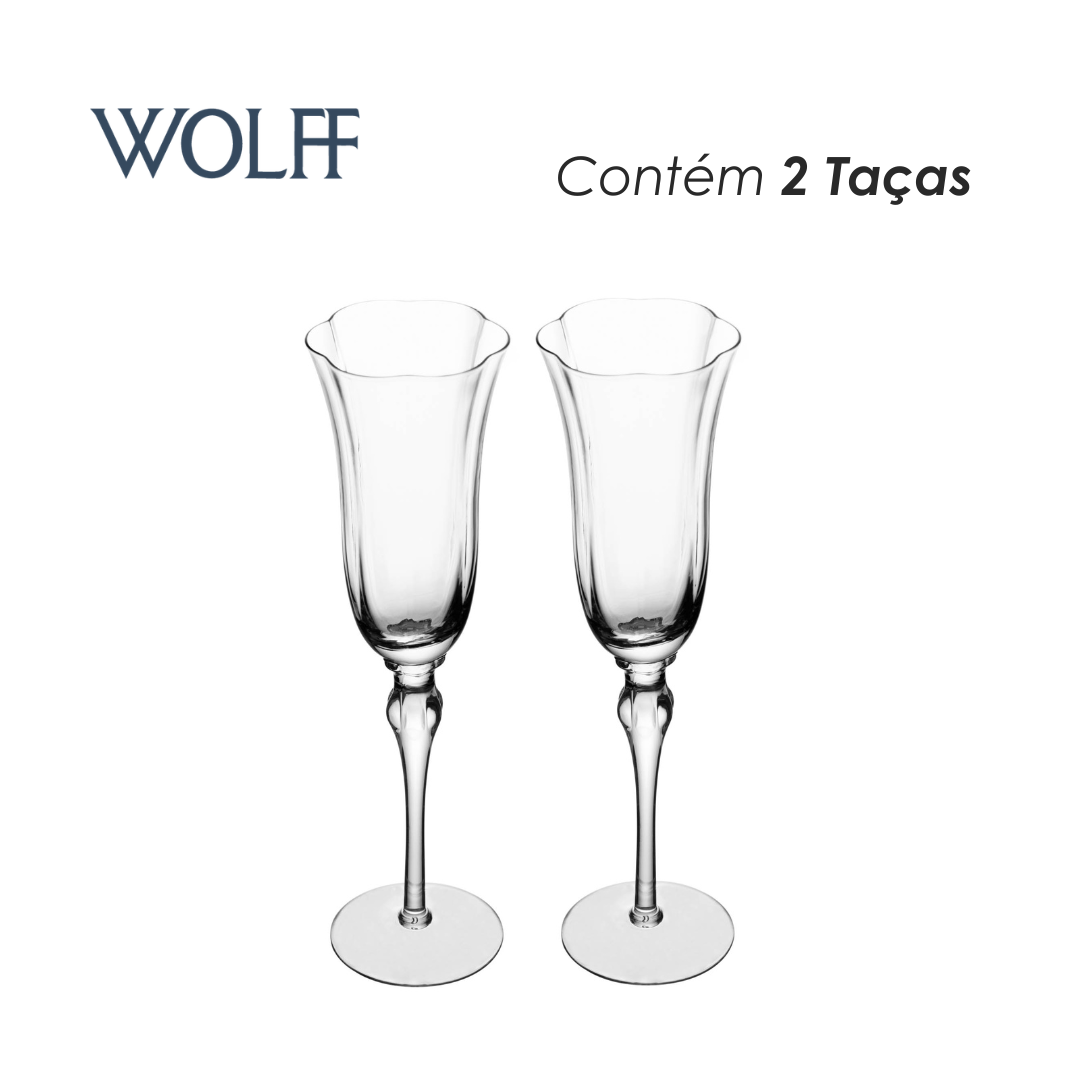 Conjunto 2 Taças de Champagne Lily 200ml Vidro - Wolff