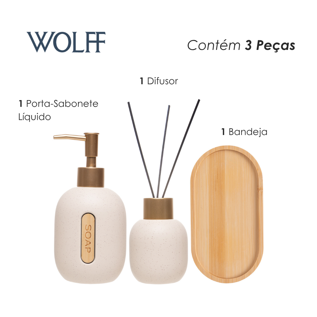 Conjunto 3 Peças para Banheiro Concept Bege Cerâmica - Wolff