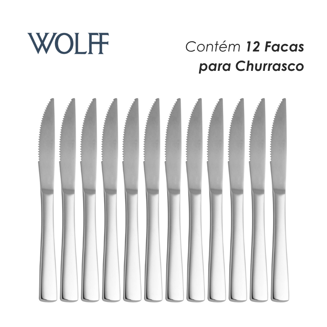 Conjunto 12 Facas para Churrasco de Aço Inox Pisa - Wolff