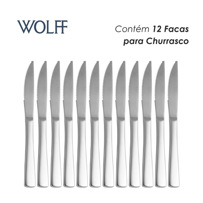 Conjunto 12 Facas para Churrasco de Aço Inox Pisa - Wolff