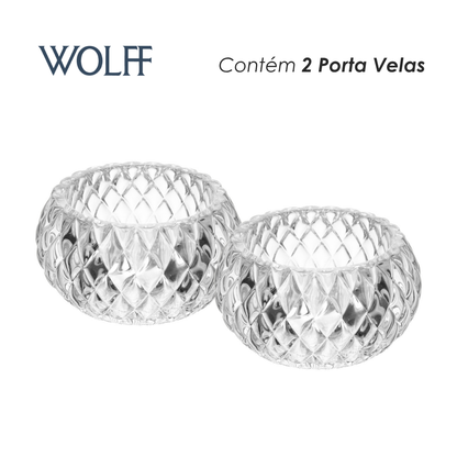 Conjunto 2 Porta Velas Spikes 7,5cm x 7,5cm x 4,5cm Vidro – Wolff