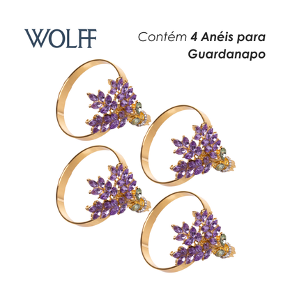 Conjunto 4 Anéis para Guardanapos Lavander Roxo Zamac - Wolff