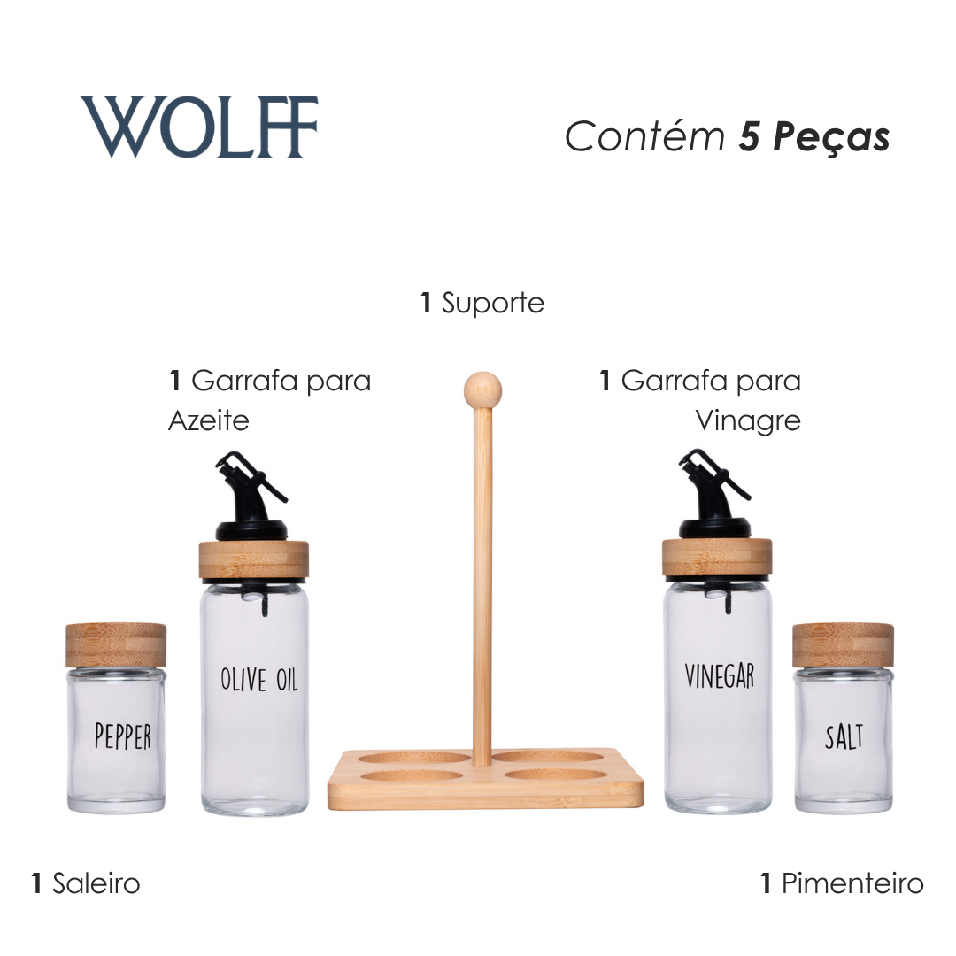 Galheteiro 5 Peças Basic Vidro - Wolff