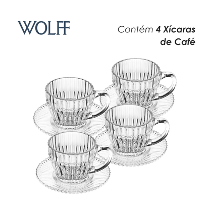 Conjunto 4 Xícaras de Café de Cristal Império 110ml - Wolff