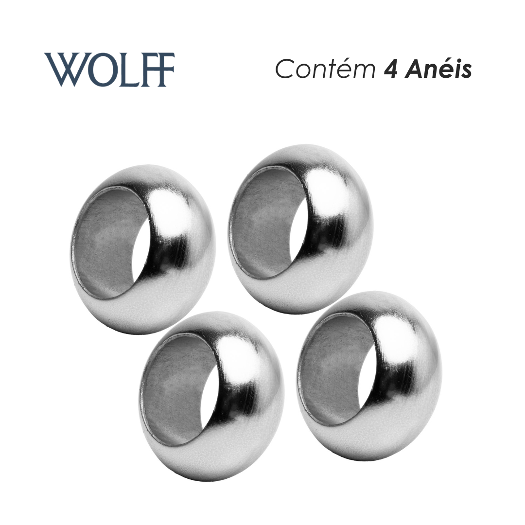 Conjunto 4 Anéis para Guardanapos 5,5cm x 5,5cm x 3cm Prateado Plástico – Wolff