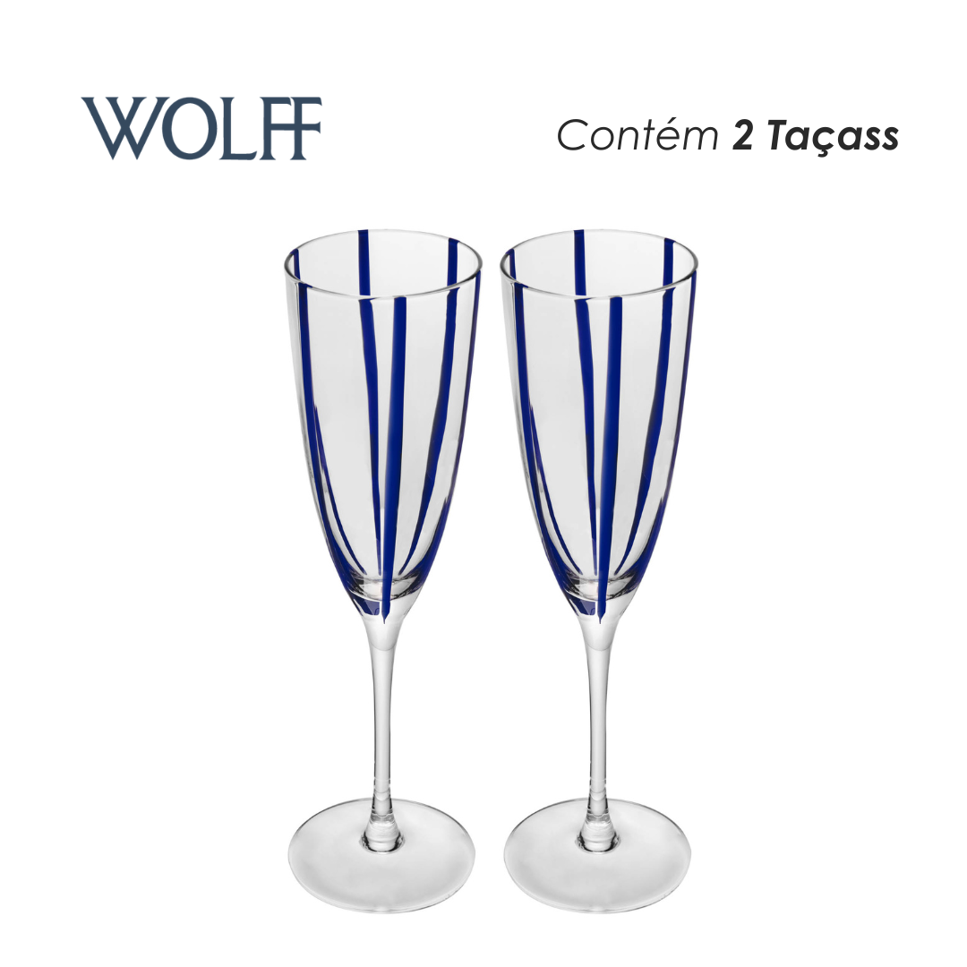 Conjunto 2 Taças de Champagne Azura Vidro - Wolff