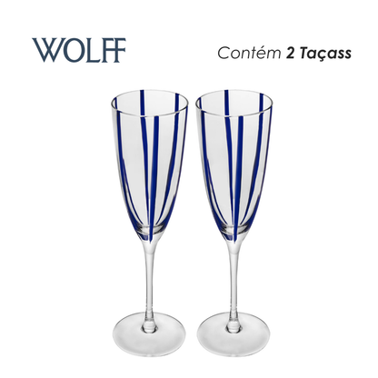 Conjunto 2 Taças de Champagne Azura Vidro - Wolff