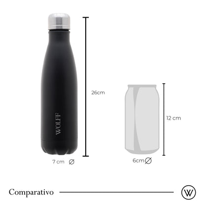 Garrafa Térmica de Aço Inox Parede Dupla  Ice Preta 500ml - Wolff