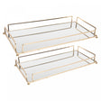Conjunto 2 Bandejas Decorativas de Metal Dourada 36cm x 20cm x 5cm/34cm x 16cm x 4cm - Wolff
