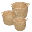 Conjunto 3 Cachepots de Fibra Natural com Alça e Forro de Plástico - Wolff