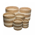 Conjunto 6 Cachepots de Fibra Natural Bicolor com Forro de Plástico - Wolff