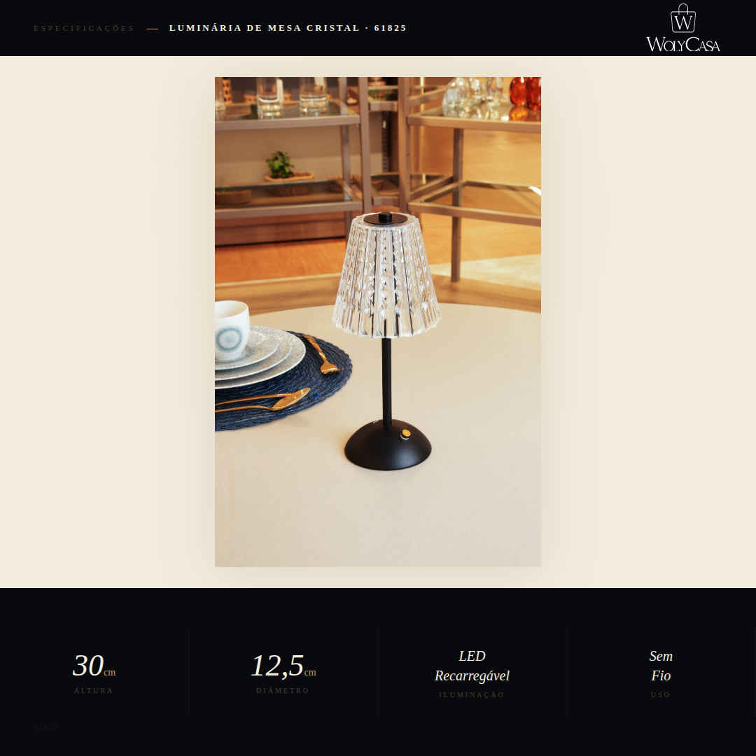 Luminária de Mesa Led 3 Tons Usb Leumina 12,5cm x 12,5cm x 30cm Preta Plástico - Wolff