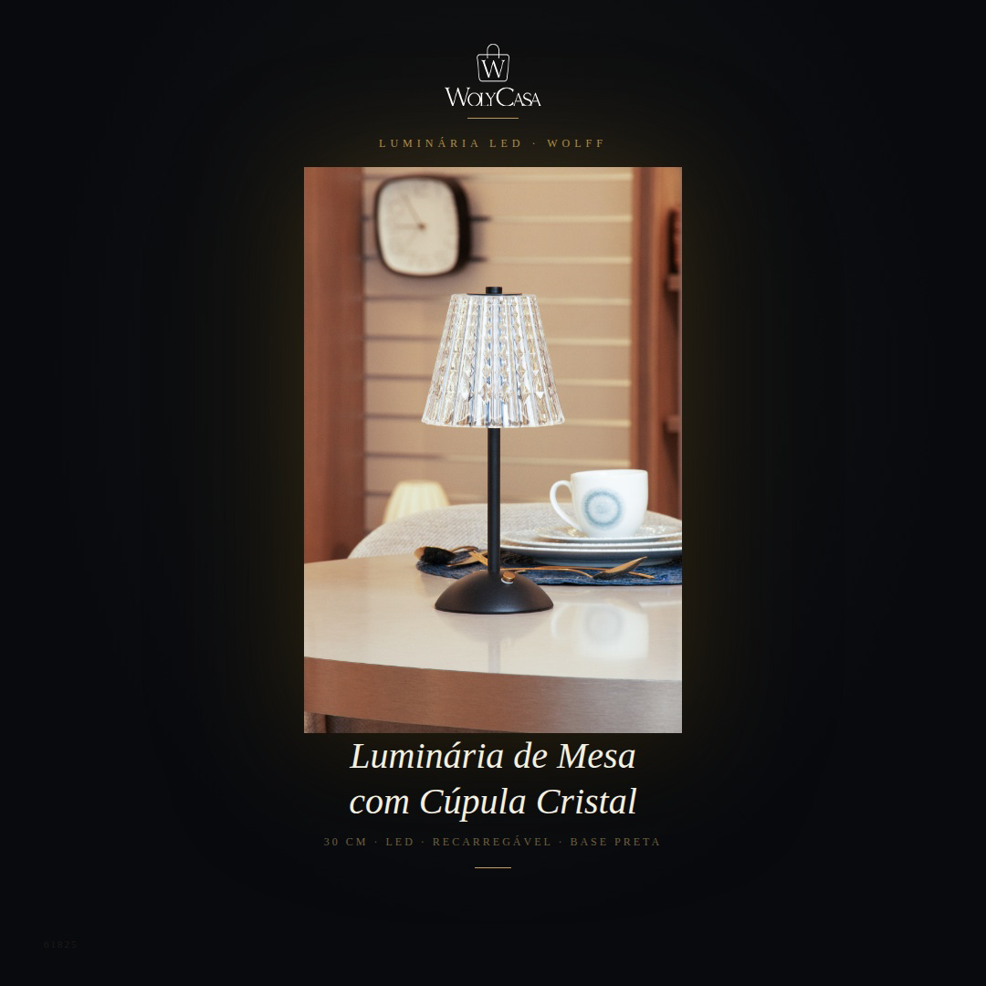Luminária de Mesa Led 3 Tons Usb Leumina 12,5cm x 12,5cm x 30cm Preta Plástico - Wolff