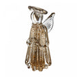 Figura Decorativa Anjo 9cm x 20cm Transparente e Dourado Vidro - Wolff