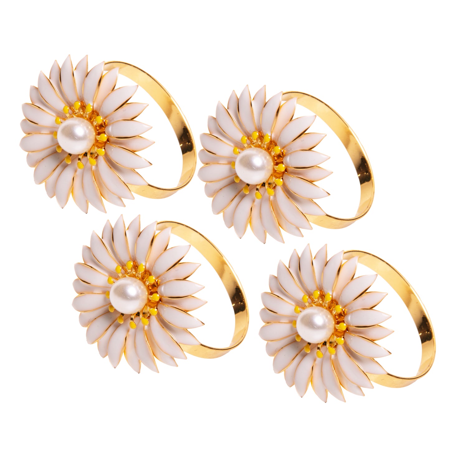 Conjunto 4 Anéis para Guardanapos Floratta Branco Zamac - Wolff