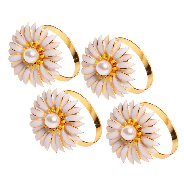 Conjunto 4 Anéis para Guardanapos Floratta Branco Zamac - Wolff