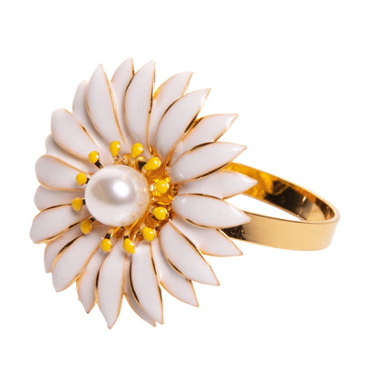 Conjunto 4 Anéis para Guardanapos Floratta Branco Zamac - Wolff