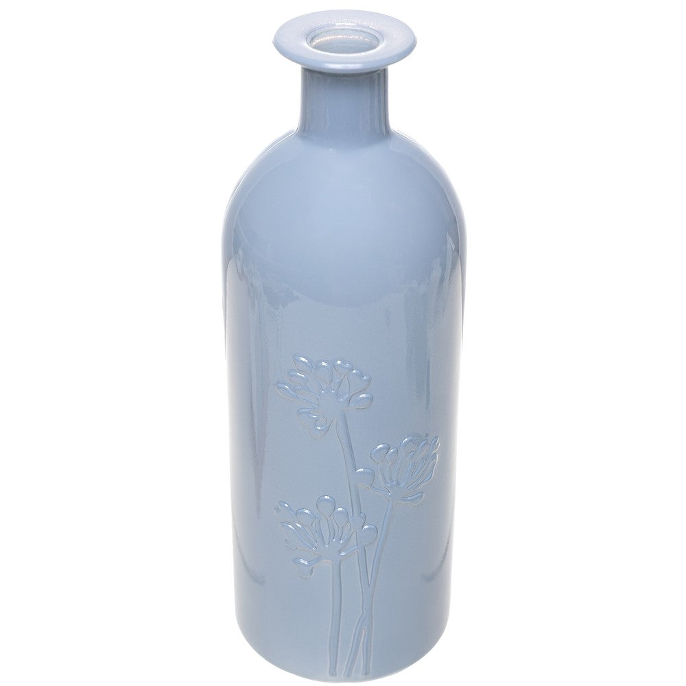 Vaso Toque de Jardim 20cm x 7cm Azul Leitoso Vidro - Wolff