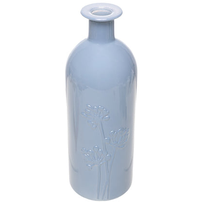 Vaso Toque de Jardim 20cm x 7cm Azul Leitoso Vidro - Wolff