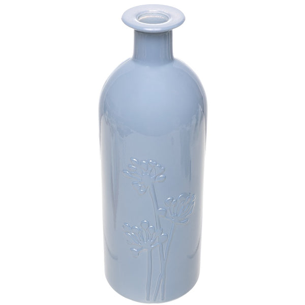 Vaso Toque de Jardim 20cm x 7cm Azul Leitoso Vidro - Wolff