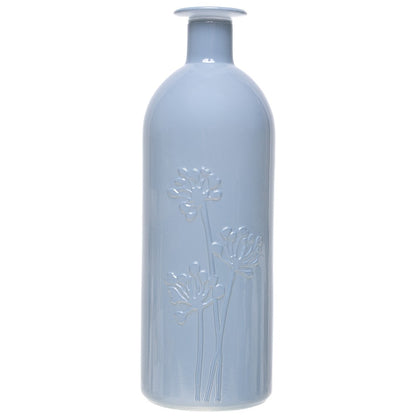 Vaso Toque de Jardim 20cm x 7cm Azul Leitoso Vidro - Wolff
