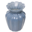 Vaso Reflexo Floral 15cm x 12cm Azul Leitoso Vidro - Wolff