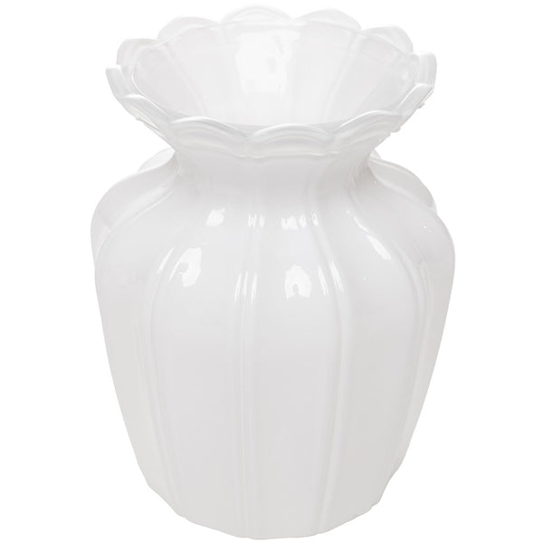 Vaso Reflexo Floral 15cm x 12cm Branco Leitoso Vidro - Wolff