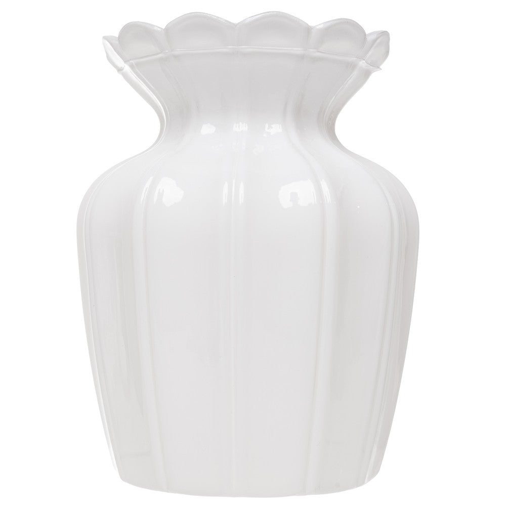 Vaso Reflexo Floral 15cm x 12cm Branco Leitoso Vidro - Wolff